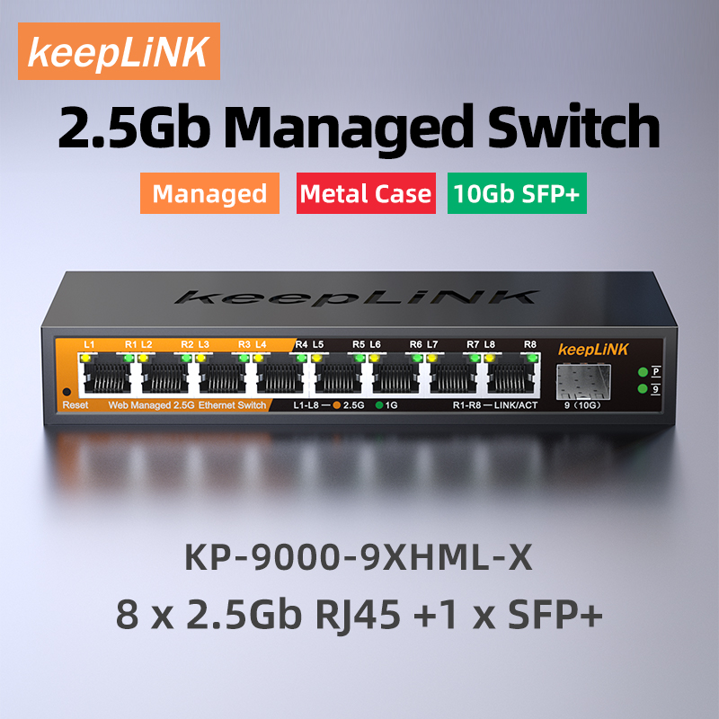 Sfp+ 10G Managed Switch 8 Port - Switch gestito KeepLiNK da 2,5 Gb