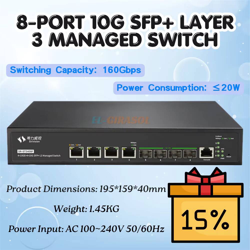 Sfp+ 10G Managed Switch 8 Port - Switch Fibra Ottica Gestito L3 Sirivision