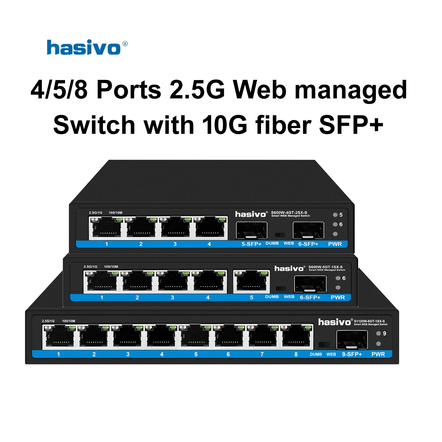 Sfp+ 10G Managed Switch 8 Port - Switch di rete Hasivo 2.5G a