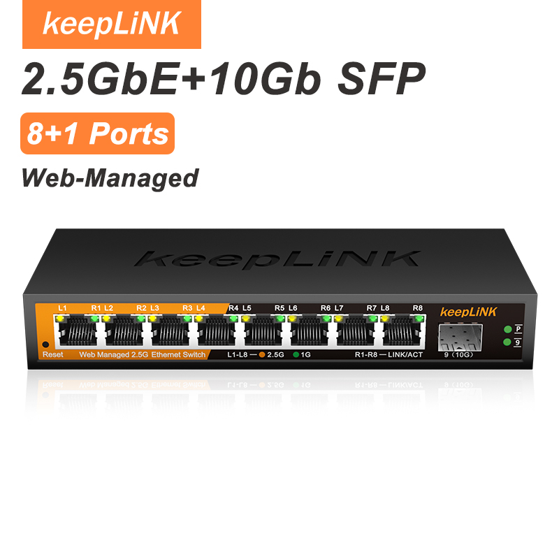 Sfp+ 10G Managed Switch 8 Port - KeepLiNK KP-9000-9XHML-X Switch Gestito 2.5Gb con