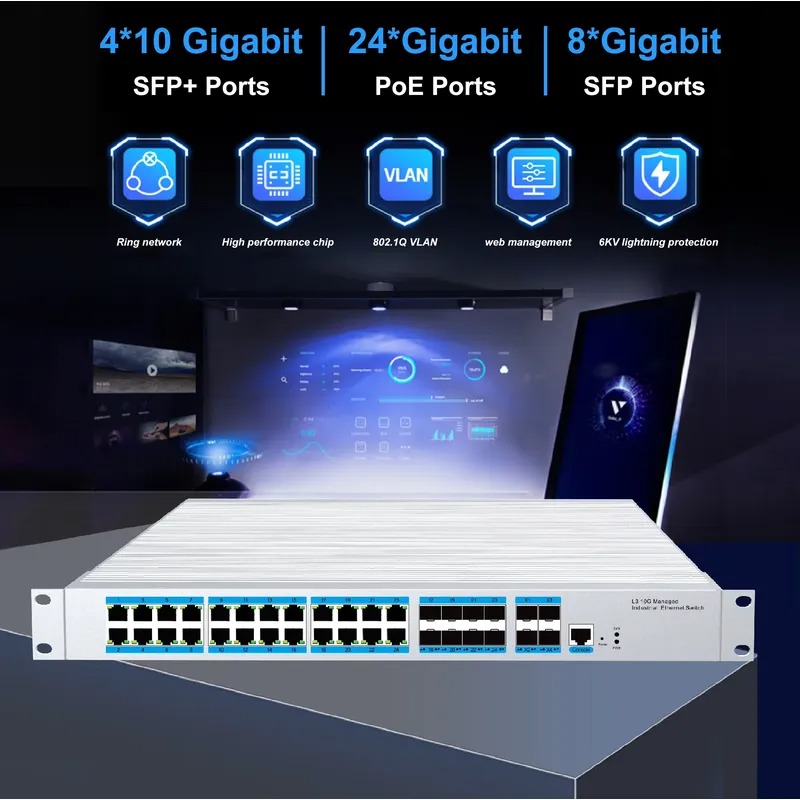 Sfp+ 10G Managed Switch 8 Port - Switch di gestione industriale PoE a